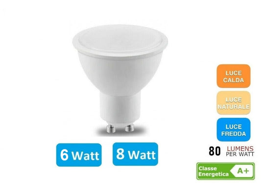 Lampadina LED GU10 8W - luce calda naturale o fredda