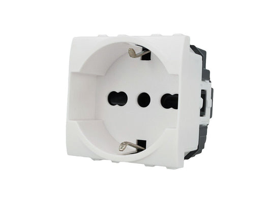 Presa Schuko 2P+T 16A compatibile con BTicino Living Light e Living International - Modulo da incasso