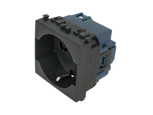 Presa Schuko 2P+T 16A compatibile con Vimar Arke - Nero - Modulo da incasso