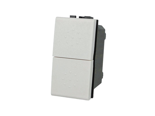 Pulsante doppio saliscendi 1P+1P 16A compatibile con BTicino Living Light e Living International - modulo da incasso per supporto e placca compatibile