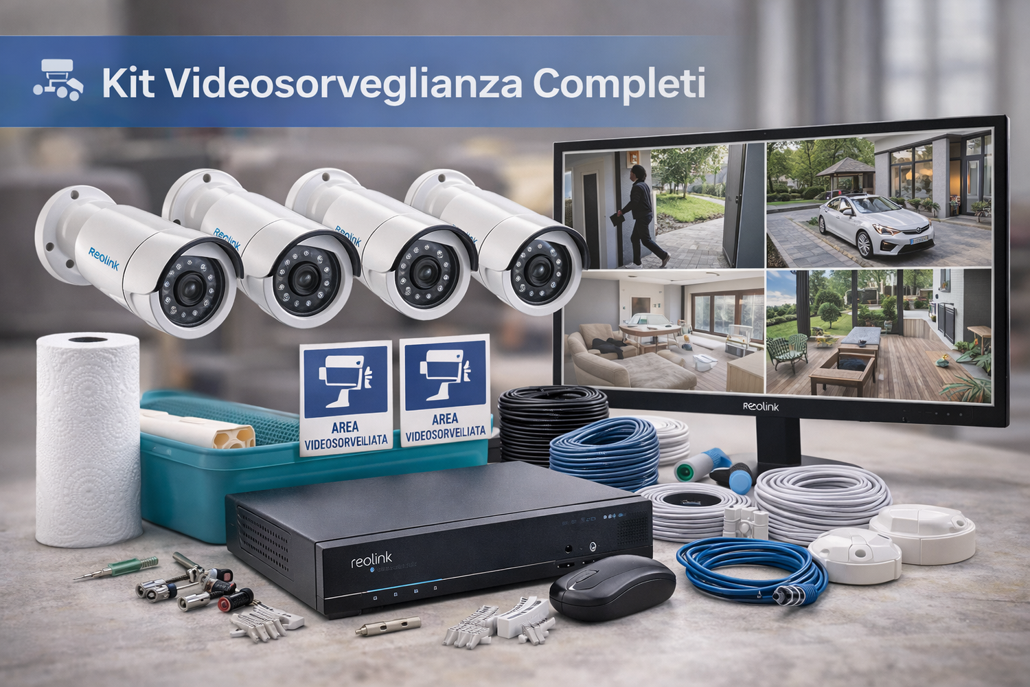 Kit videosorveglianza completo con telecamere e DVR