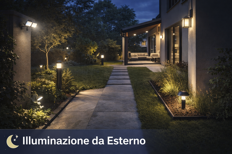 Illuminazione LED da esterno per giardini e facciate