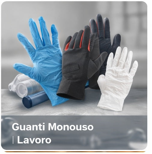 Guanti monouso e da lavoro in nitrile, lattice e vinile