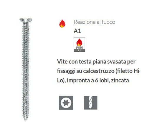 100 Pezzi Viti Turbovite Torx per Calcestruzzo Ø7,5 mm - Ancoraggio diretto senza tassello