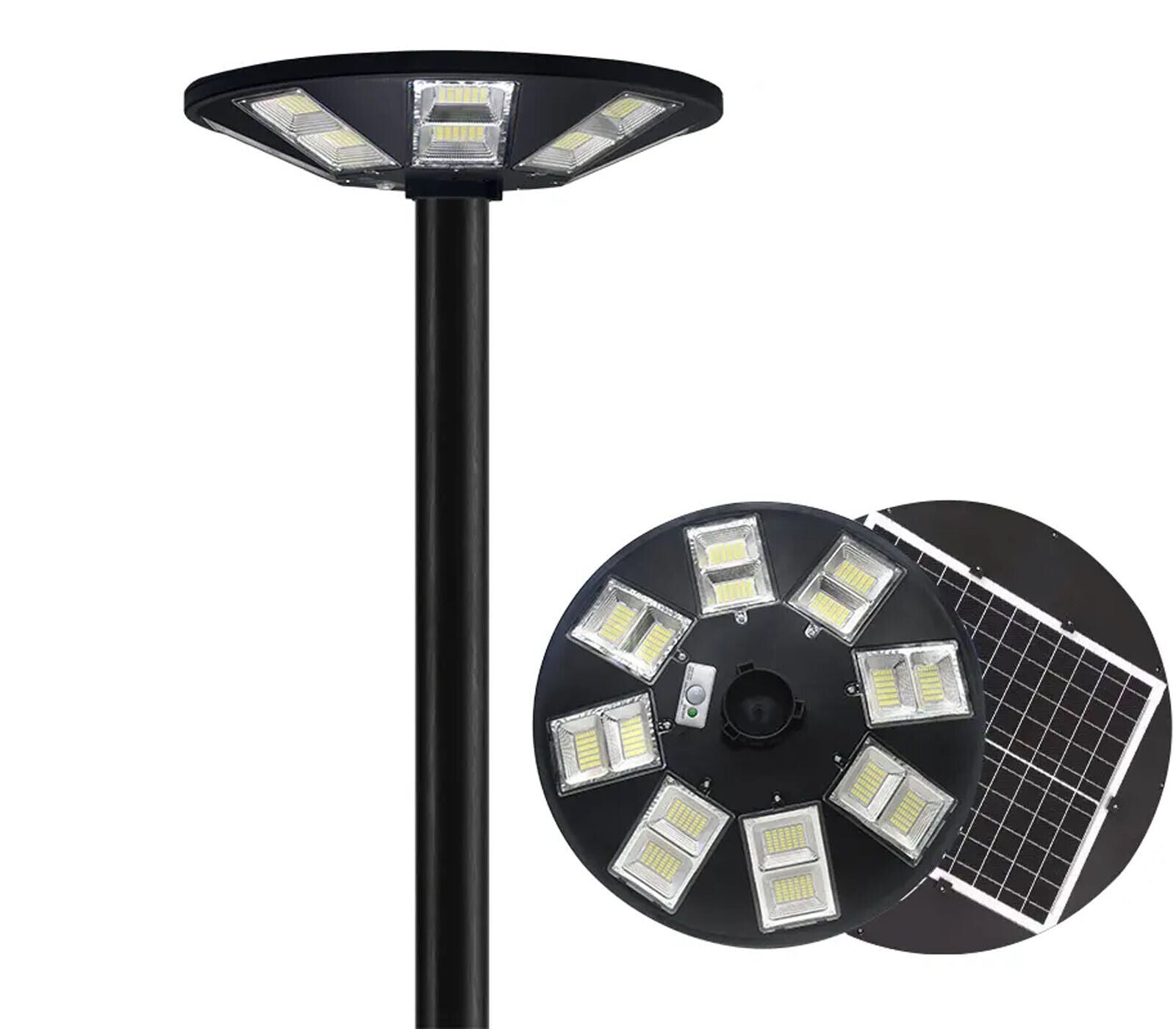 Lampione LED solare 100W da esterno con pannello e sensore - modello UFO