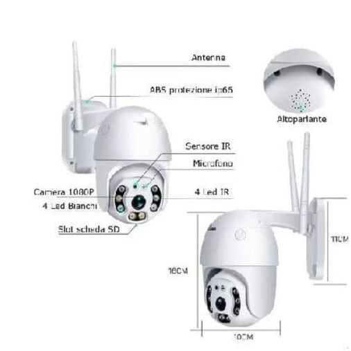 Telecamera IP Wi-Fi PTZ 1080p con visione notturna e audio bidirezionale