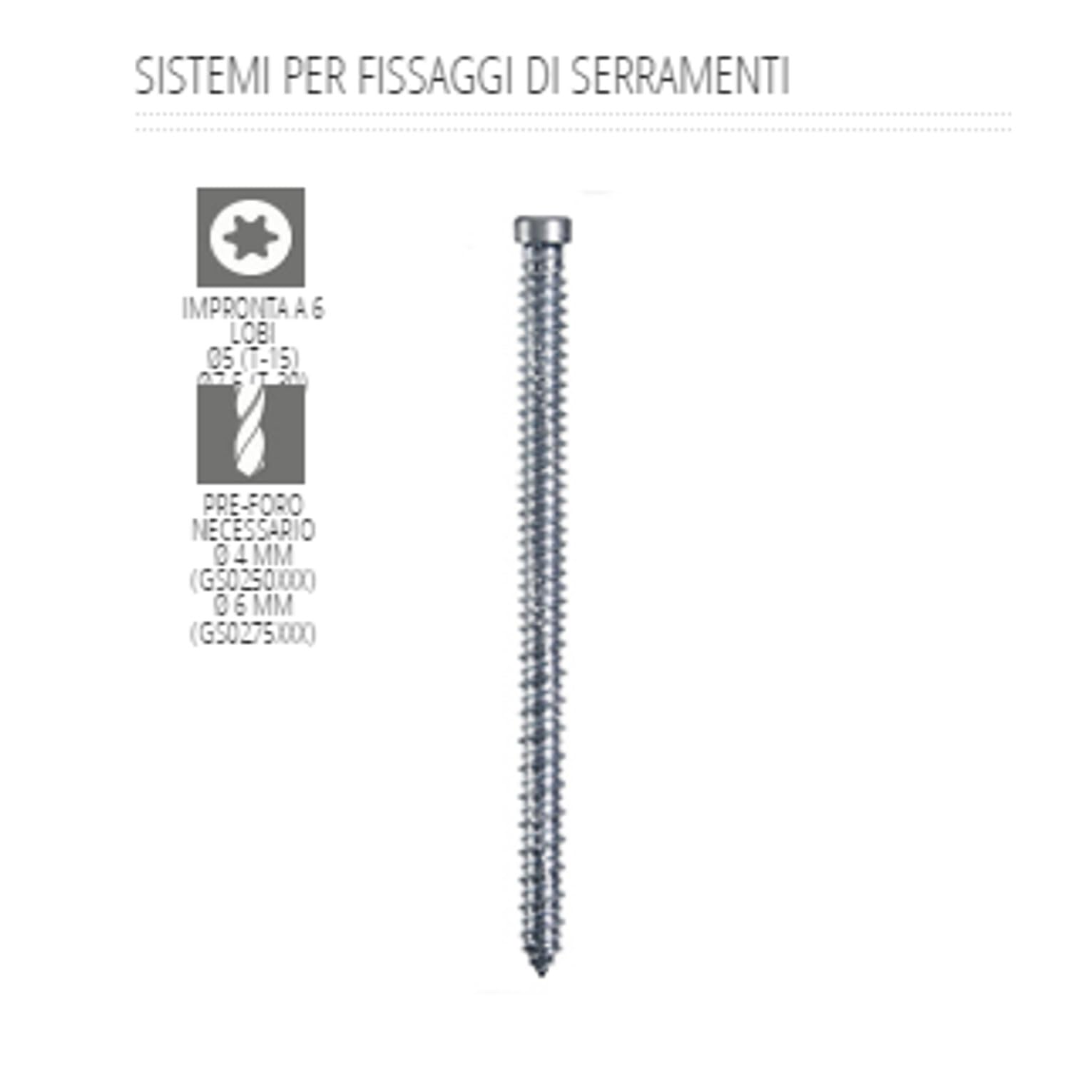 Turboviti Torx 5×62 mm in acciaio zincato per serramenti e infissi