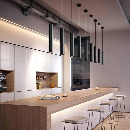 Lampadario LED cilindrico da soffitto 3W nero - punto luce da interno