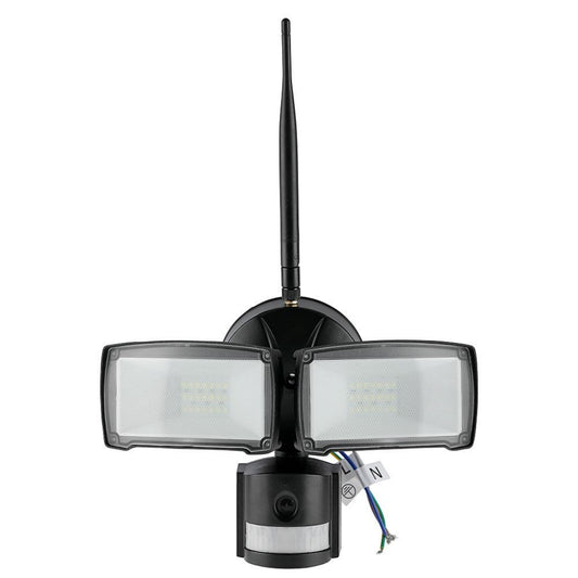 Faro LED 18W con sensore PIR e telecamera Wi-Fi 6000K IP44 Nero