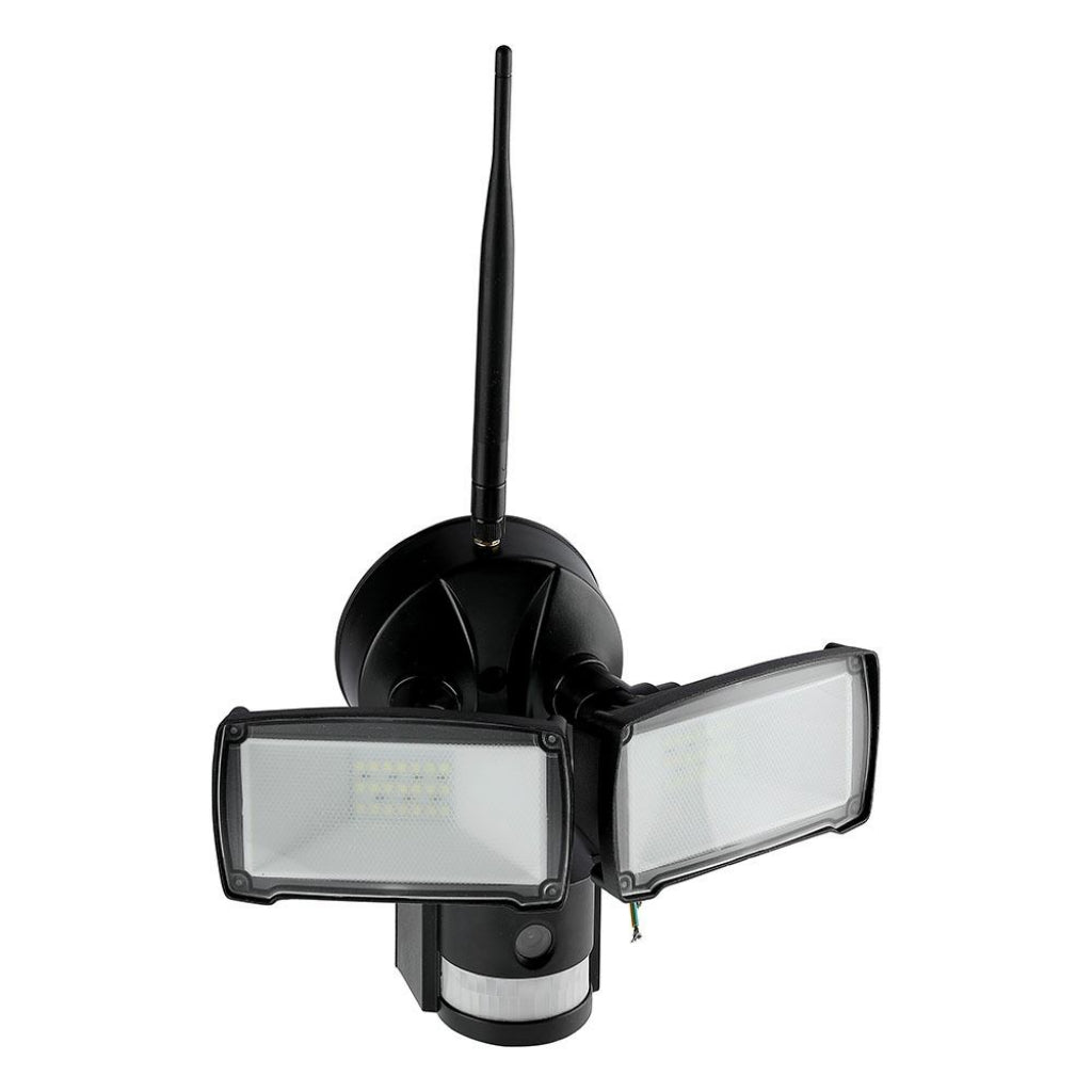Faro LED 18W con sensore PIR e telecamera Wi-Fi 6000K IP44 Nero