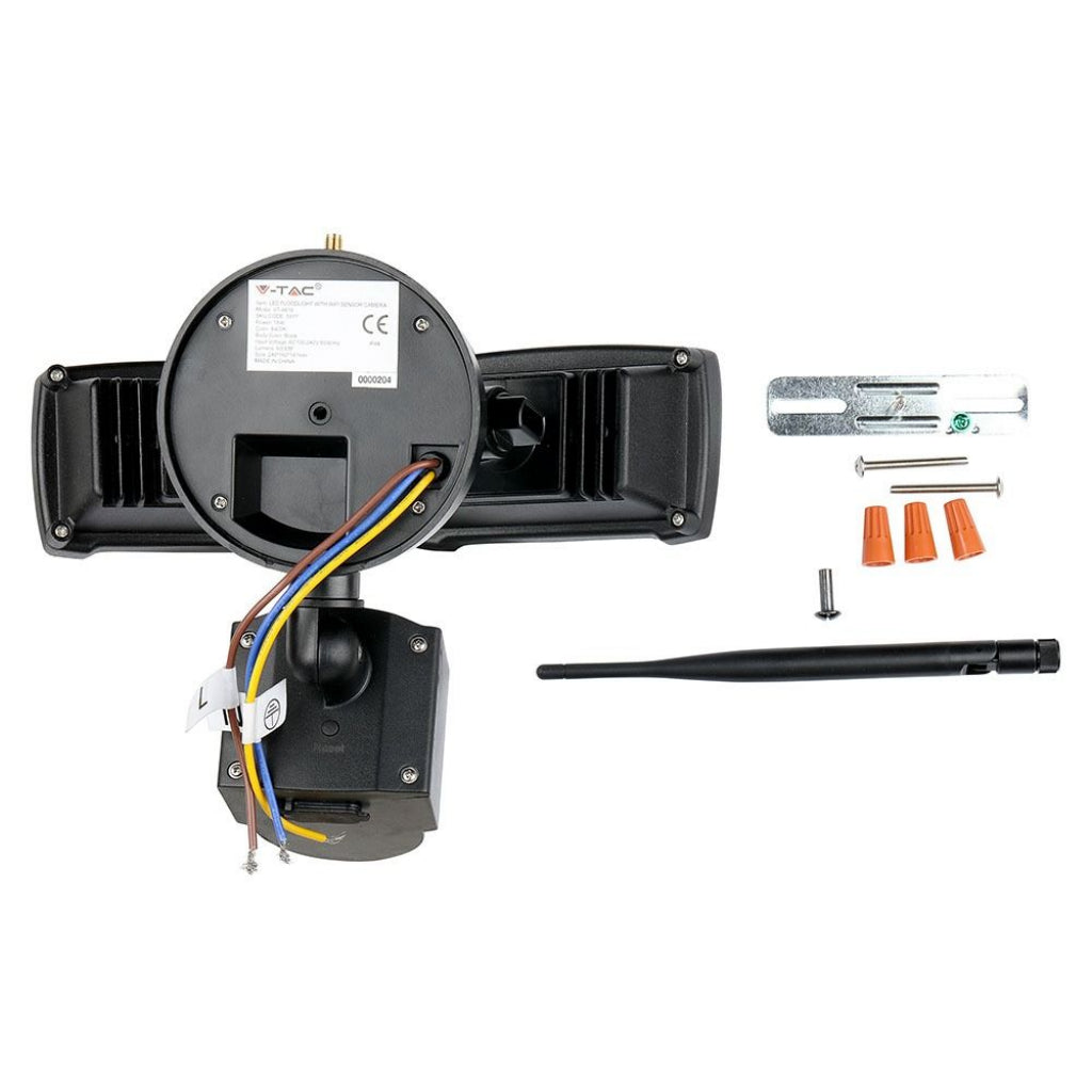 Faro LED 18W con sensore PIR e telecamera Wi-Fi 6000K IP44 Nero