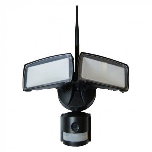 Faro LED 18W con sensore PIR e telecamera Wi-Fi 6000K IP44 Nero