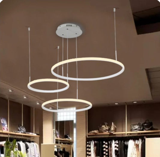 Lampadario LED a sospensione 55W con 3 anelli - bianco da interno