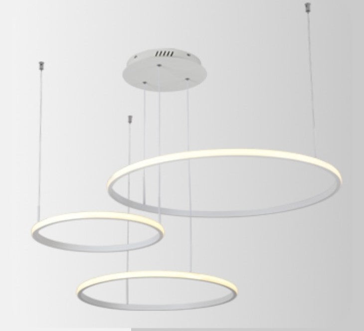 Lampadario LED a sospensione 55W con 3 anelli - bianco da interno