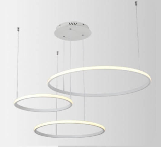 Lampadario LED a sospensione 55W con 3 anelli - bianco da interno