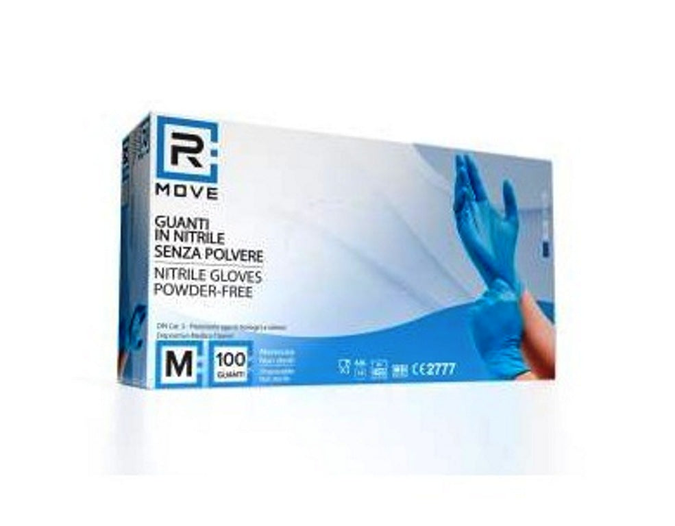 Guanti monouso in nitrile blu senza polvere taglia M 3,5 g 100 pezzi - DM Classe I e DPI Cat. III