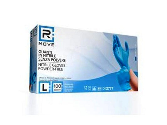 Guanti monouso in nitrile blu senza polvere taglia L 3,5 g 100 pezzi - DM Classe I e DPI Cat. III