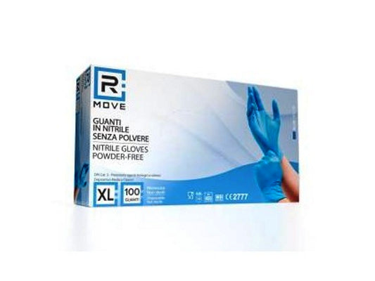 Guanti monouso in nitrile blu senza polvere taglia XL 3,5 g 100 pezzi - DM Classe I e DPI Cat. III