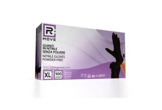 Guanti monouso in nitrile neri senza polvere taglia XL 3,5 g 100 pezzi - DM Classe I e DPI Cat. III