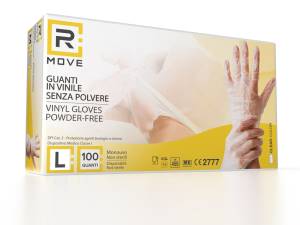 Guanti monouso in vinile trasparenti senza polvere taglia L - 100 pezzi