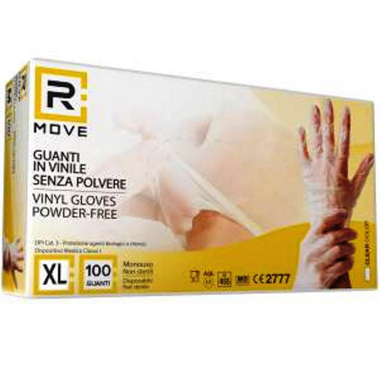 Guanti monouso in vinile trasparenti senza polvere taglia XL - 100 pezzi