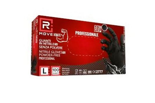 Guanti monouso in nitrile neri senza polvere taglia L 6 g 100 pezzi - DM Classe I e DPI Cat. III