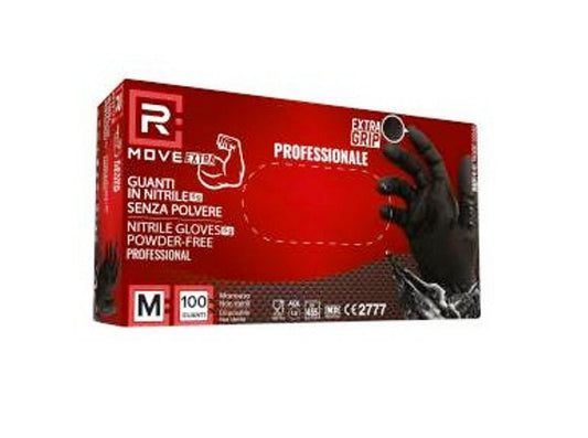 Guanti monouso in nitrile neri senza polvere taglia M 6 g 100 pezzi - DM Classe I e DPI Cat. III