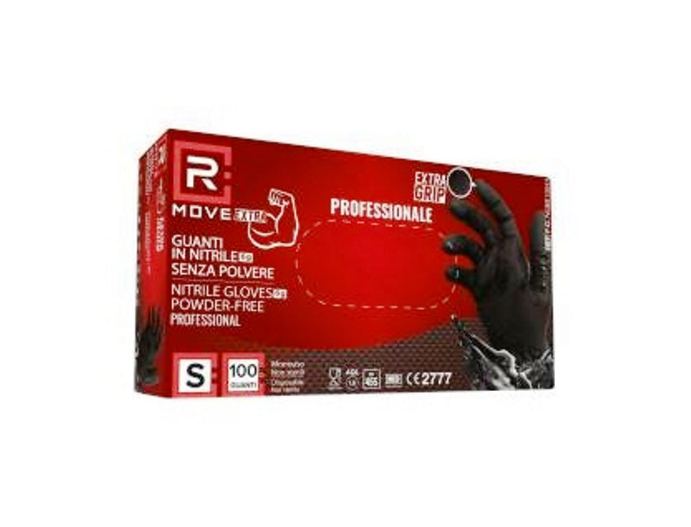 Guanti monouso in nitrile neri senza polvere taglia S 6 g 100 pezzi - DM Classe I e DPI Cat. III