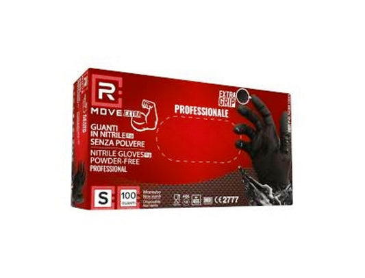Guanti monouso in nitrile neri senza polvere taglia S 6 g 100 pezzi - DM Classe I e DPI Cat. III