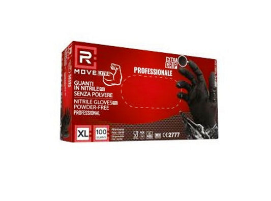 Guanti monouso in nitrile neri senza polvere taglia XL 6 g 100 pezzi - DM Classe I e DPI Cat. III