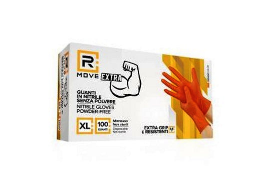 Guanti monouso in nitrile arancioni full grip senza polvere taglia XL 8,5 g 100 pezzi