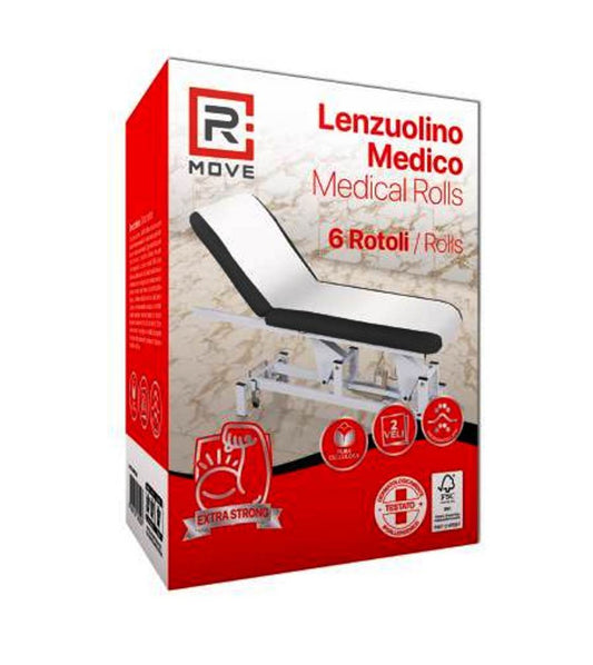 Lenzuolino medico 2 veli in rotoli 60x60 m - 6 rotoli per lettino visita ed estetica