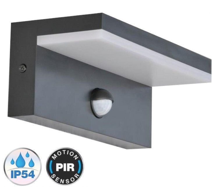 Applique LED 10W da esterno con sensore PIR IP54 CCT 3 in 1