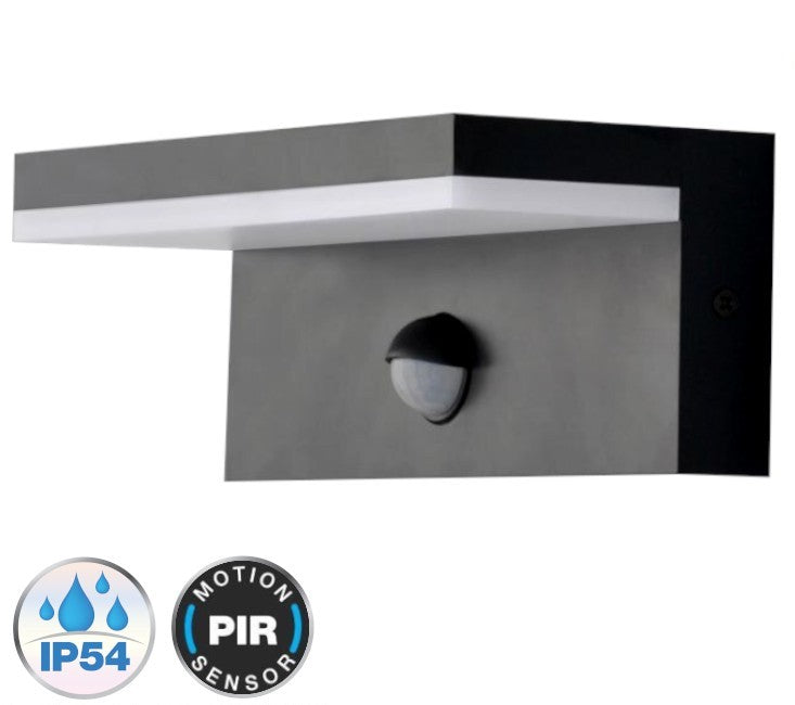 Applique LED 10W da esterno con sensore PIR IP54 CCT 3 in 1
