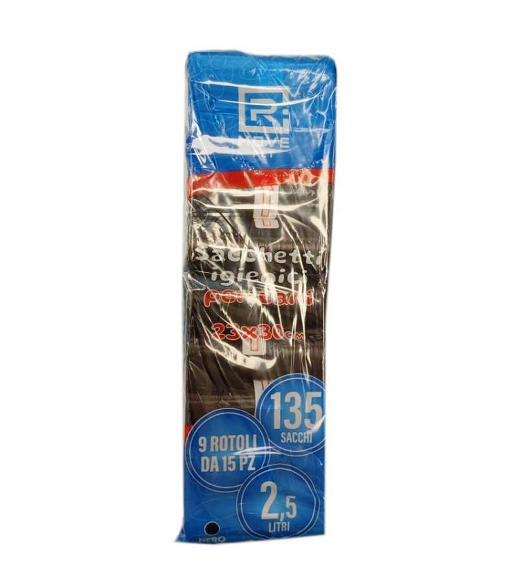 Sacchetti igienici per cani e animali domestici 23x30 cm neri 135 pz