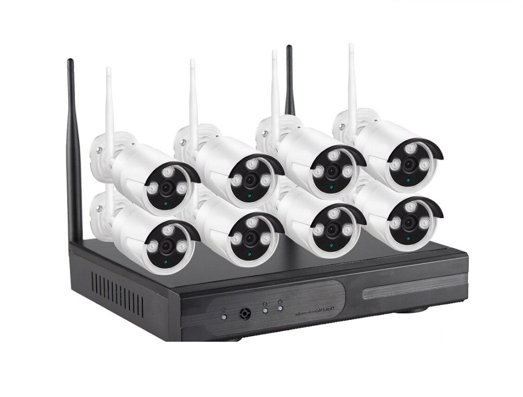 Kit videosorveglianza Wi-Fi 8 canali con NVR e 8 telecamere bullet 2MP IP66