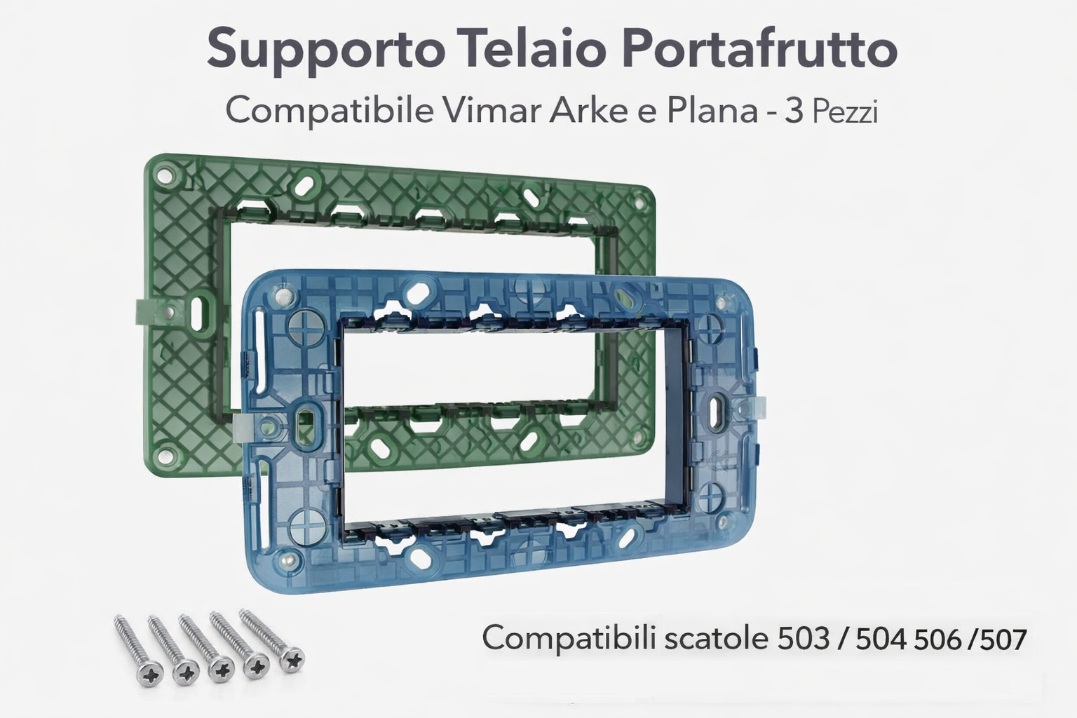 Supporti portafrutti 3 pezzi compatibili con Vimar Arke e Plana