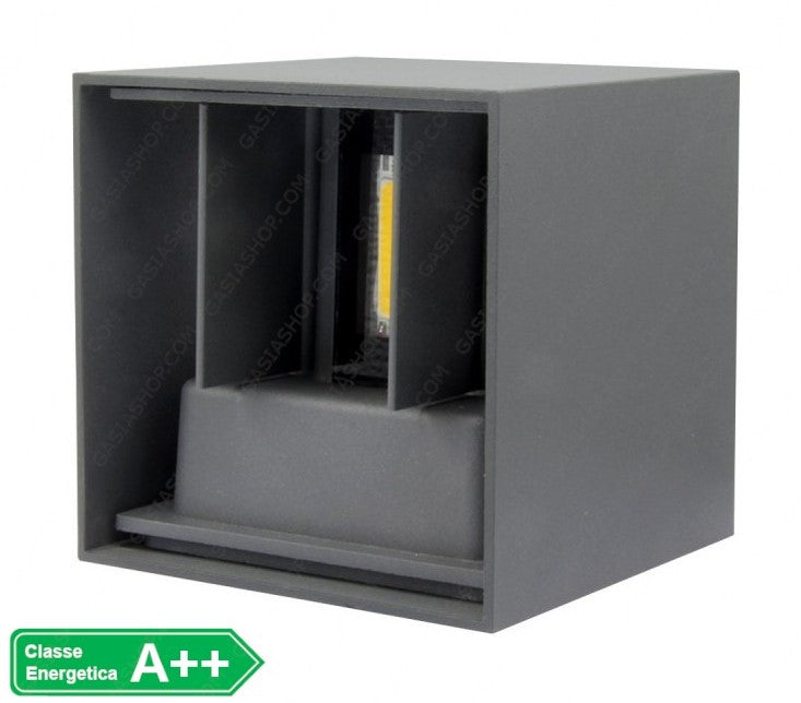 Applique LED COB 12W da esterno IP65 grigia - doppia emissione fascio regolabile