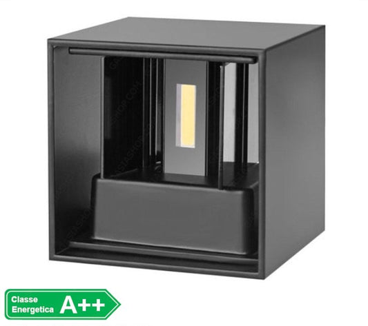 Applique LED COB 12W da esterno IP65 nera - doppia emissione fascio regolabile