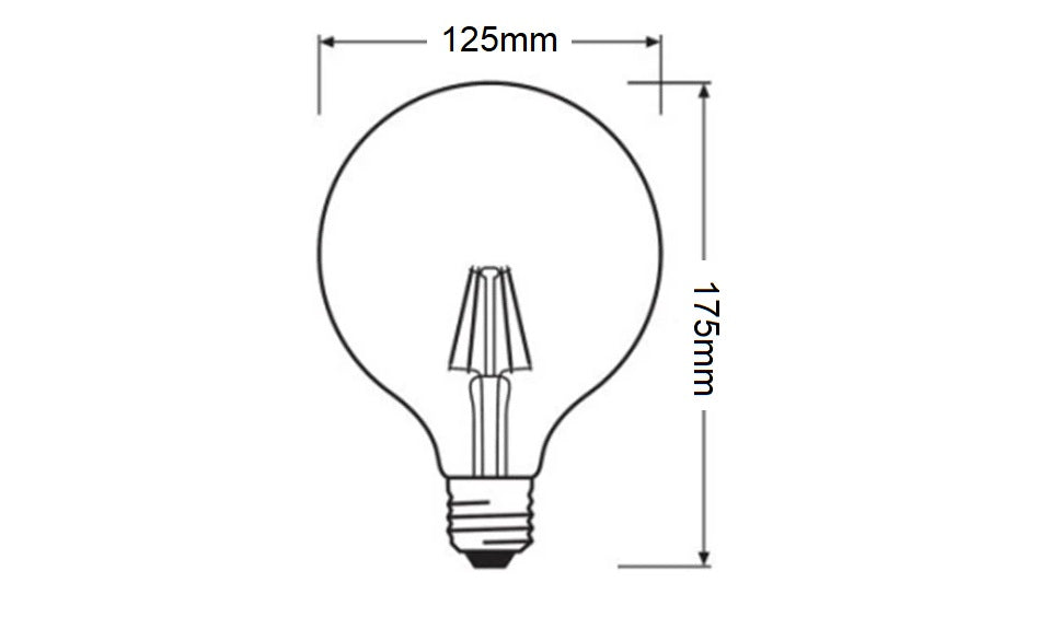 Lampadina LED Globo E27 G125 12W a filamento - luce calda naturale o fredda