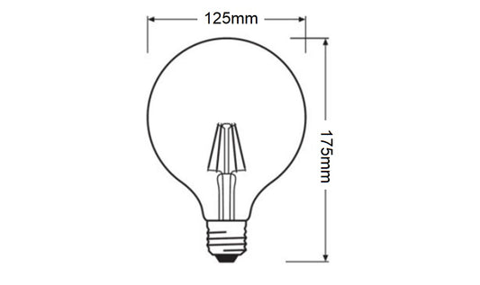 Lampadina LED Globo E27 G125 12W a filamento - luce calda naturale o fredda