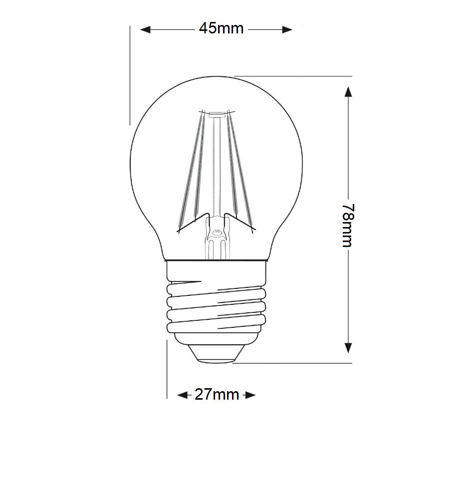 Lampadina LED Globo E27 G45 4W a filamento - luce calda naturale o fredda
