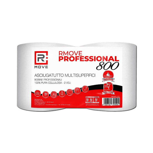 Bobina carta asciugatutto professionale 800 strappi 2 veli pura cellulosa