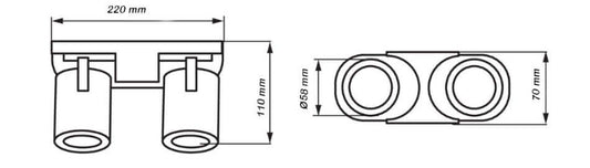 Applique da parete o soffitto 2 luci orientabili - bianca o nera