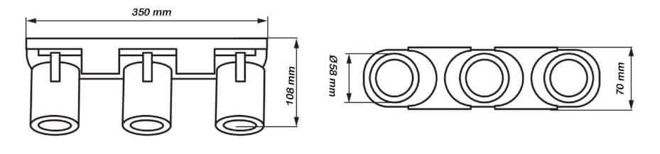 Applique GU10 da parete o soffitto con 3 teste orientabili - lampada direzionabile