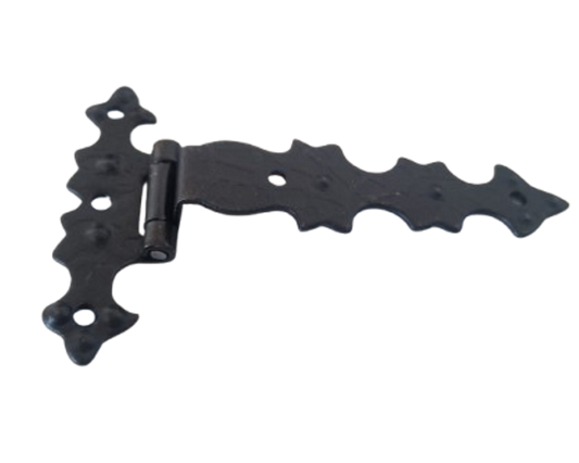 Cerniera rustica decorativa a T nera effetto ferro battuto ad ala lunga – A0161