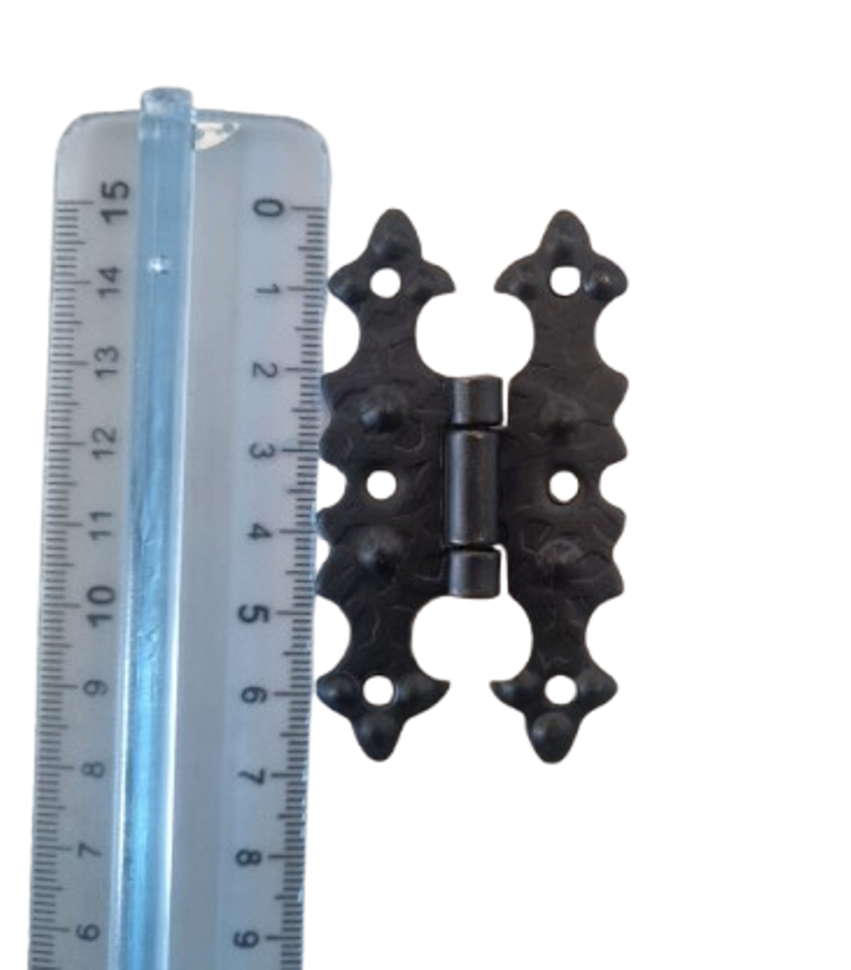 Cerniera rustica decorativa nera effetto ferro battuto per mobili e sportelli – A0158