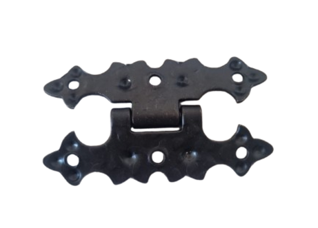 Cerniera rustica decorativa nera effetto ferro battuto per mobili e sportelli – A0158
