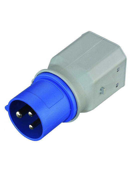 Adattatore CEE 16A 230V IP44 con prese Schuko e bipasso - Spina industriale 2P+T