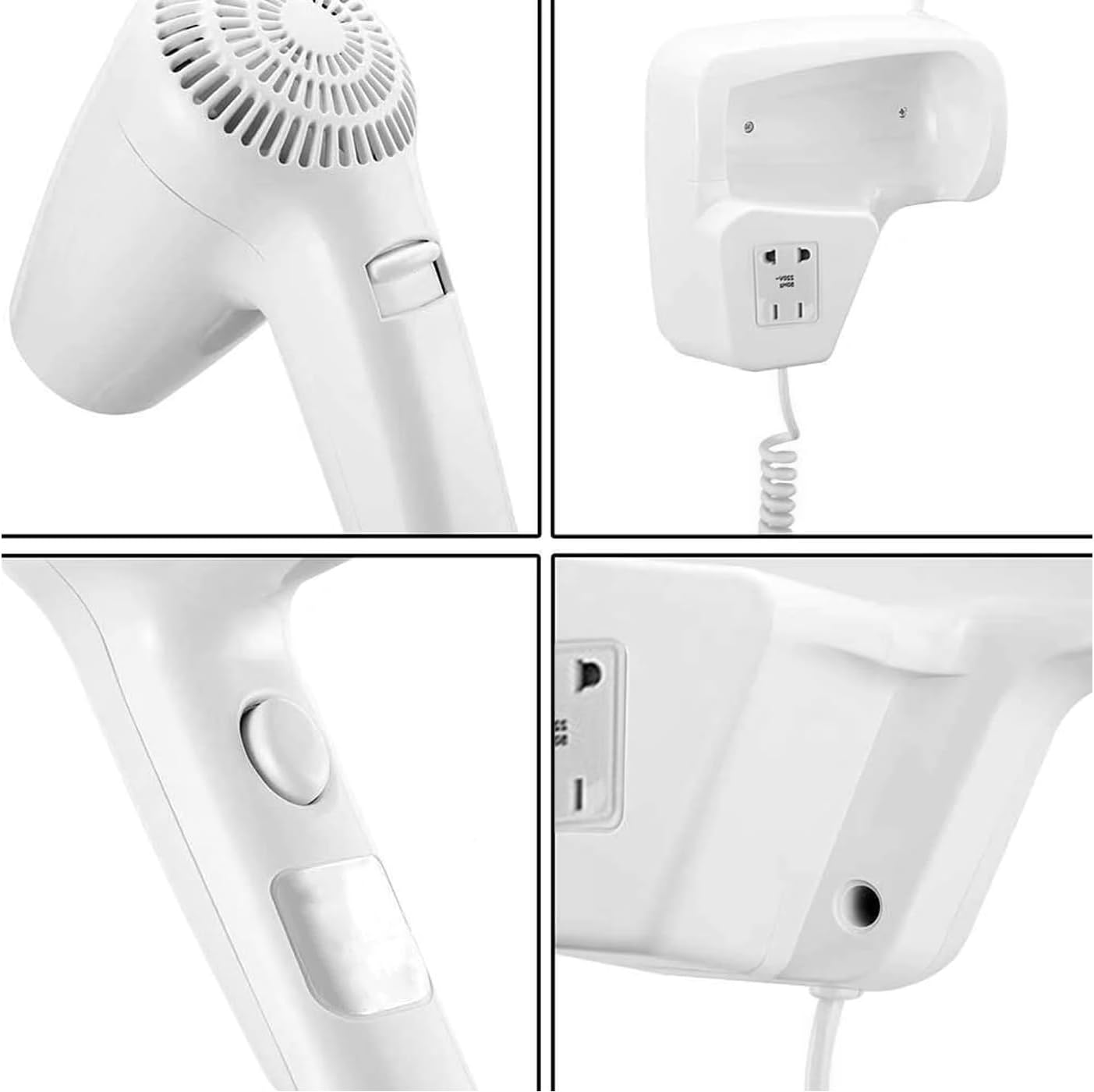 Asciugacapelli da parete 1200W con doppio comando Phon hotel B&B 2 velocita - immagine 5